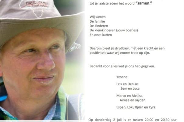 Rouwkaart Wim Moed